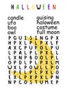 Halloween moon word search puzzle stock vector illustration